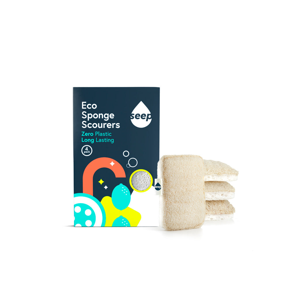 Seep_Compostable Sponge with Loofah Scourer - pack of 4