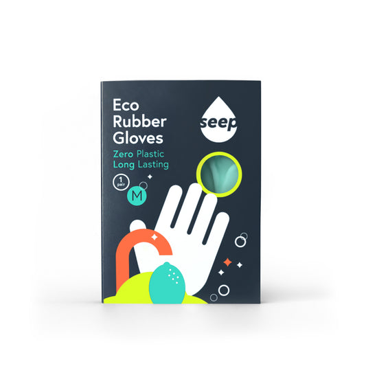 Seep_Fair Trade FSC-cert Rubber Gloves Turquoise Size M 1 pair-Pack of 2