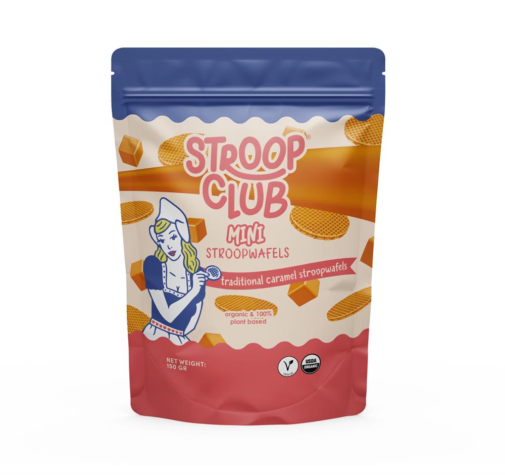 Stroop Club_Plant Based Traditional Caramel Stroopwafel Mini's Pouch 150g