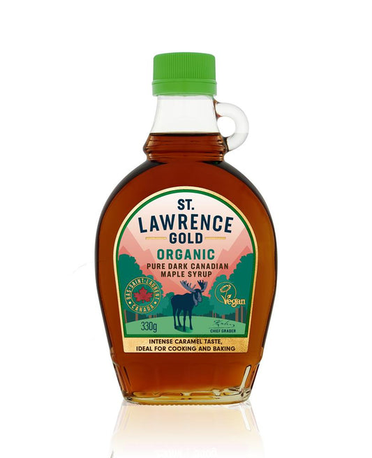 St Lawrence Gold_Org Grade A Dark Colour Robust Taste Maple 330g