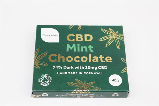 Themptation_Organic Mint Dark Chocolate Bar 20mg CBD Oil 40g-pack of 10