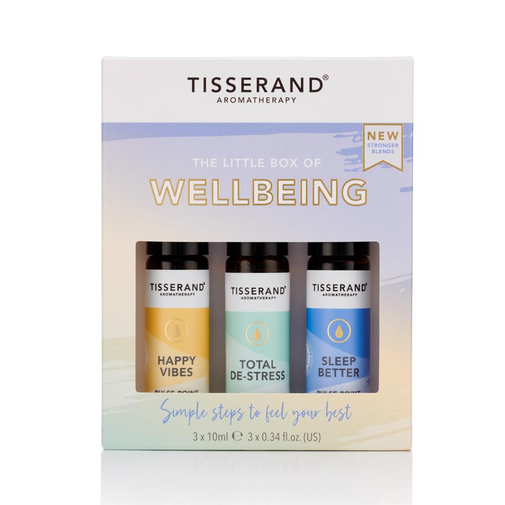 Tisserand_The Little Box of Wellbeing contains 3 pulse point roller balls