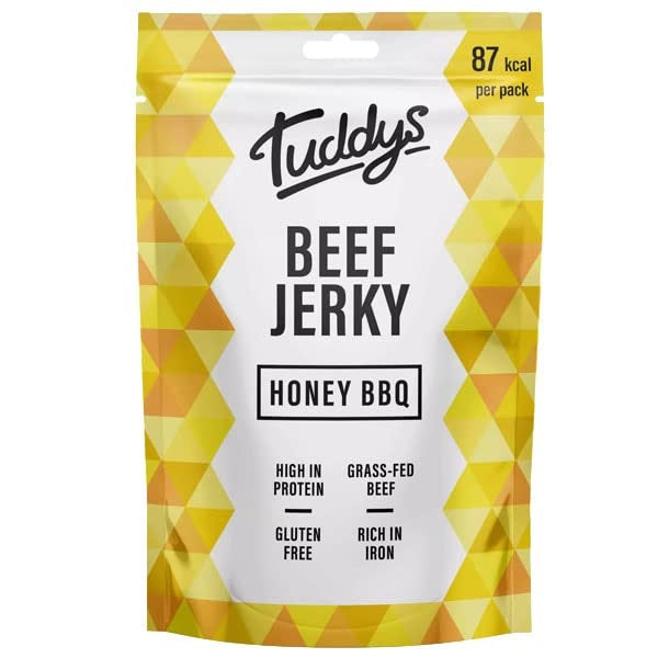 Tuddys Snacks Beef Jerky 12x28g Honey BBQ