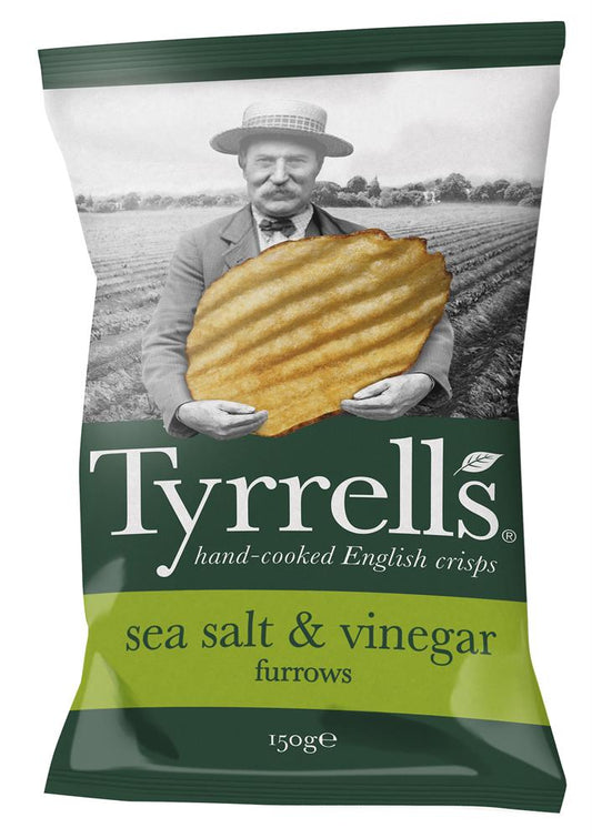 Tyrrells_Furrows Sea Salt & Vinegar Crisps 150g-pack of 8