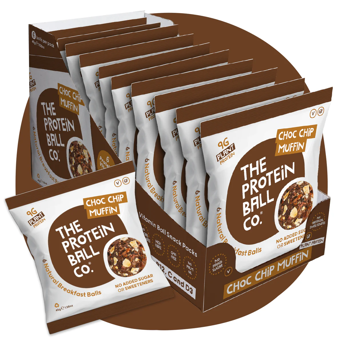 The Protein Ball Co Breakfast To-Go Protein + Vitamin Balls 10x46g Choc Chip Muffin