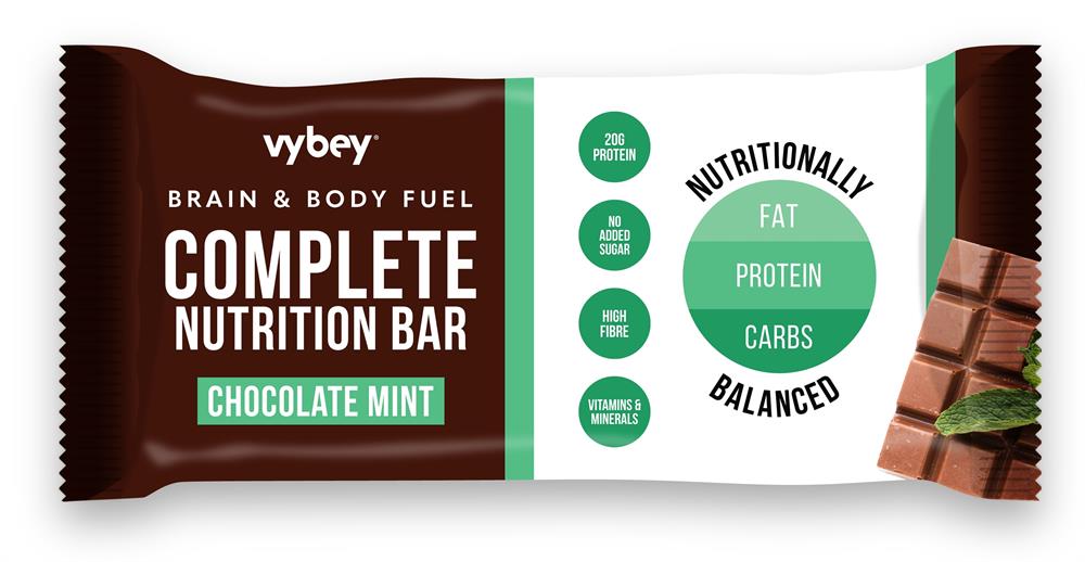 Vybey_Complete Nutrition Bar Chocolate Mint. 80g bar.-pack of 12