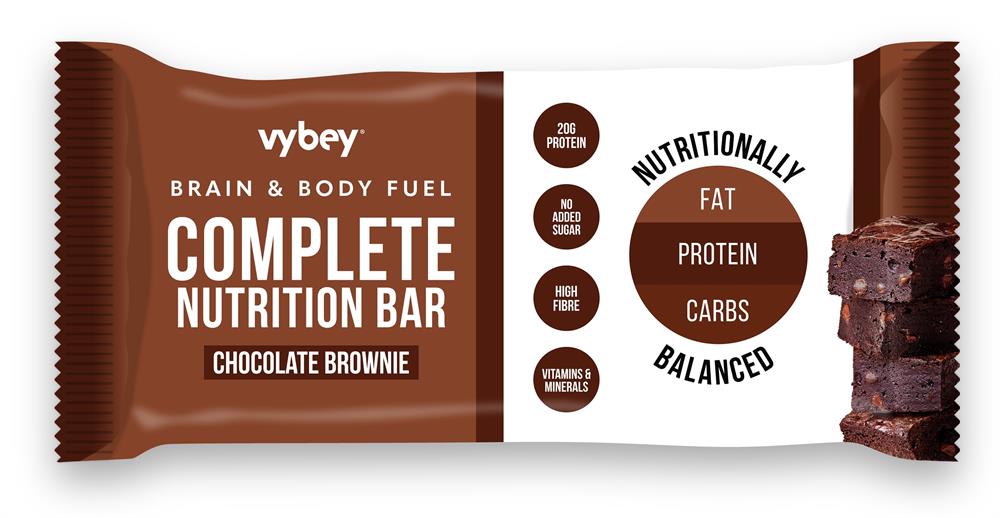 Vybey_Complete Nutrition Bar Chocolate Brownie. 80g bar.-pack of 12