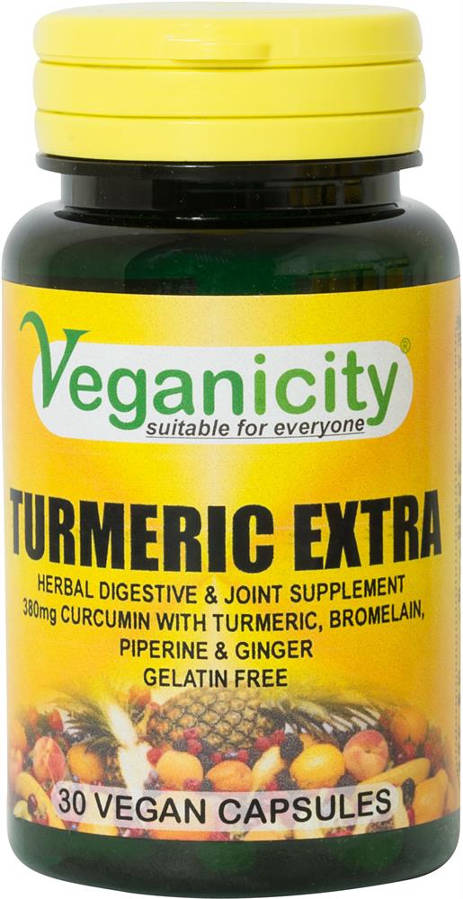 Veganicity_Turmeric Extra 30 Vcaps high Curcumin Bromelain Black Pepper.