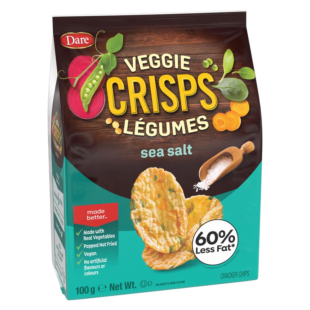 VEGGIE CRISPS - Sea Salt. Vegan. Popped not fried. 100g-pack of 3
