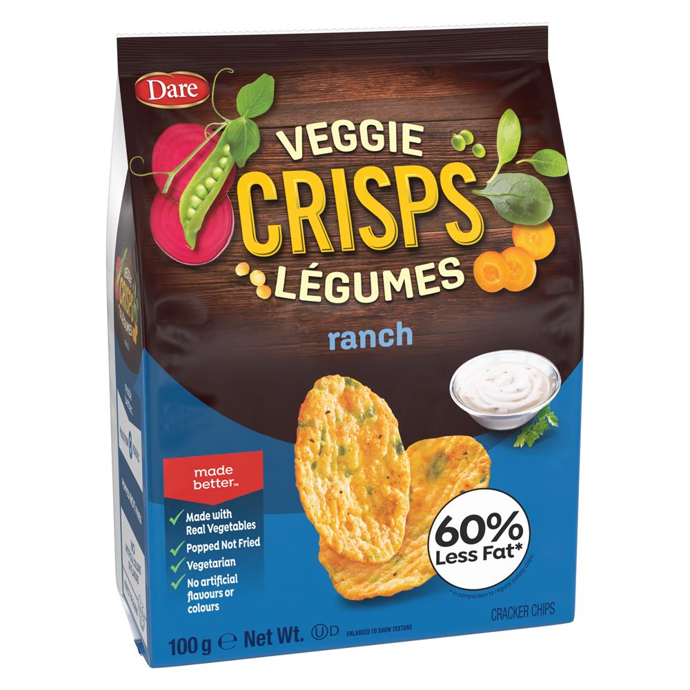 Veggie Crisps_- Ranch Flavour. Popped not fried. 100g bag.-Pack of 3