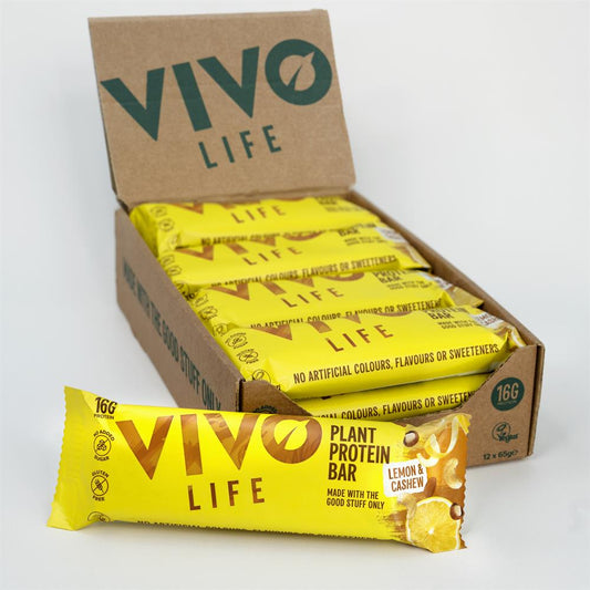 Vivo Life_65g Plant Protein Bar Lemon & Cashew-pack of 12