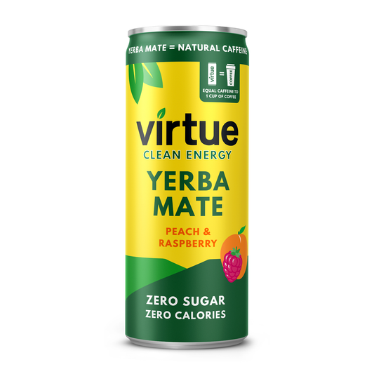 Virtue Clean Energy Yerba Mate 12x250ml Peach and Raspberry