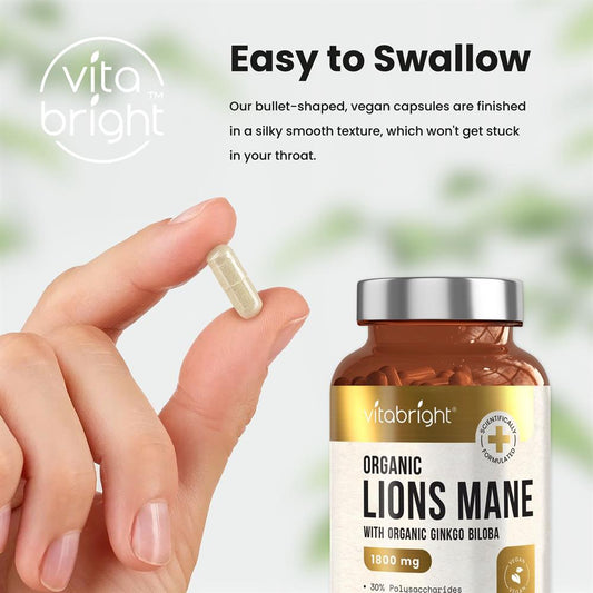 Vitabright_Organic Lions Mane & Ginkgo Biloba - 1800mg - 120 day supply