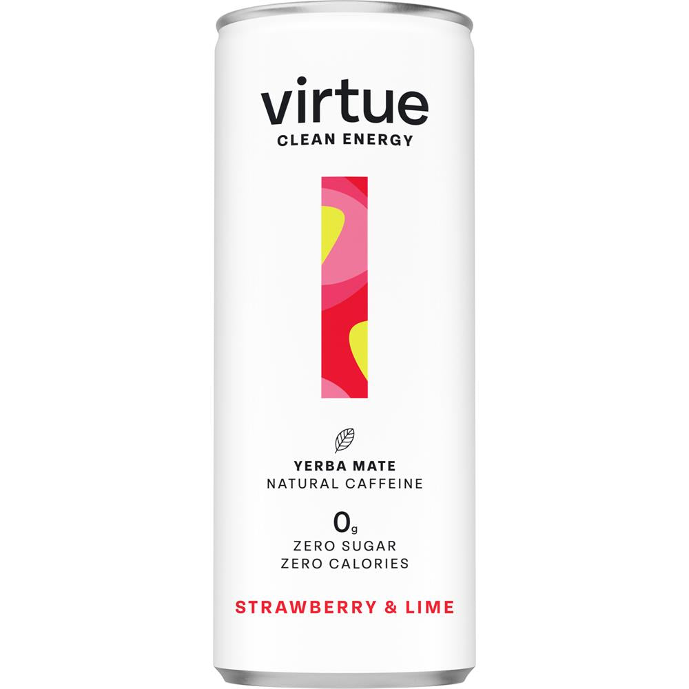 Virtue Drinks_Virtue Clean Energy (Yerba Mate Drink) - Strawberry & Lime 250ml-pack of 12