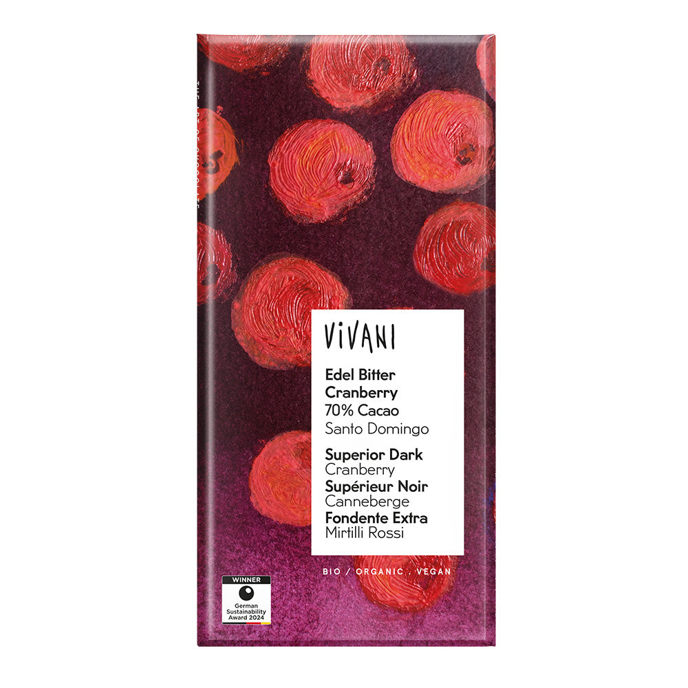 Vivani_Dark Cranberry Chocolate 70% Vegan Organic 100g