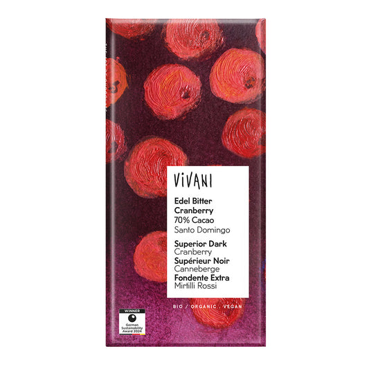 Vivani_Dark Cranberry Chocolate 70% Vegan Organic 100g