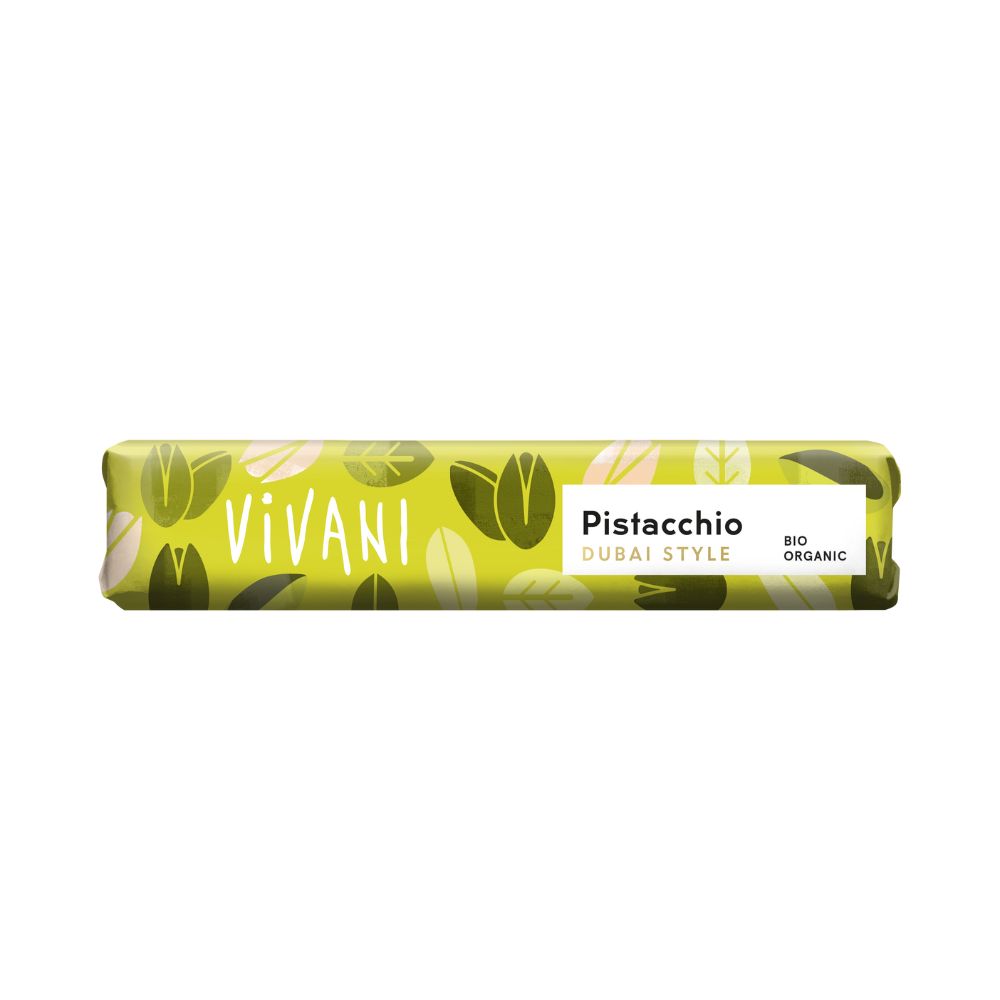 Vivani_Organic Mini Milk Chocolate Pistacchio Dubai Style Bar0g