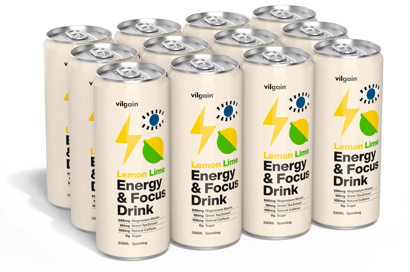 Vilgain Energy & Focus Drink 12x330ml Lemon and Lime