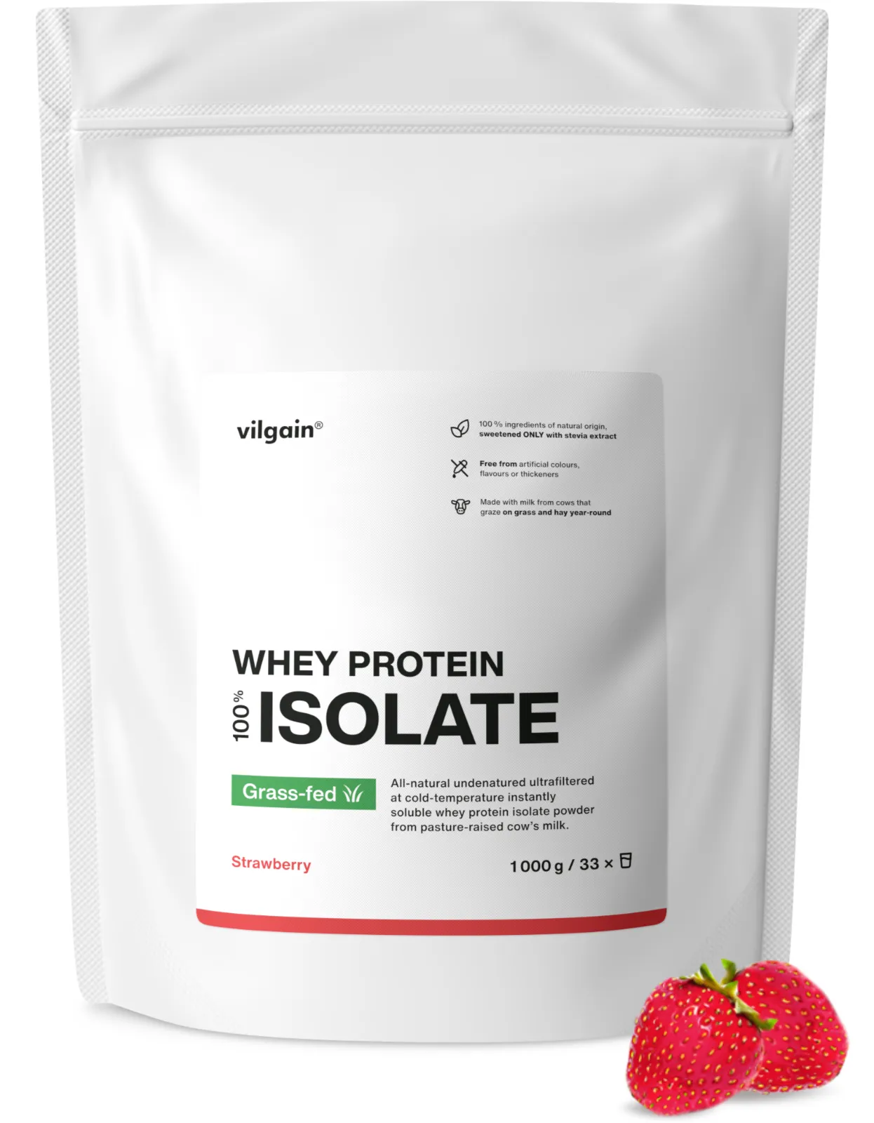 Vilgain Grass-fed Whey Protein Isolate 1000g Chocolate