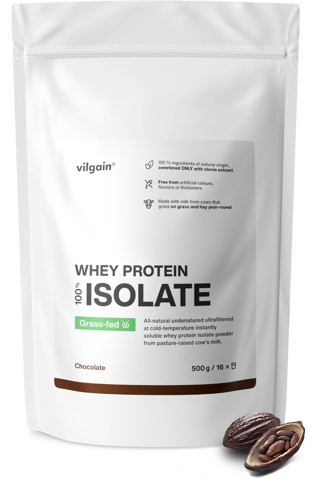 Vilgain Grass-fed Whey Protein Isolate 1000g Chocolate