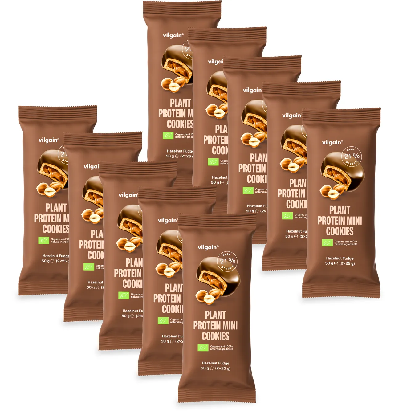 Vilgain Organic Plant Protein Mini Cookies 10x50g Peanutbutter