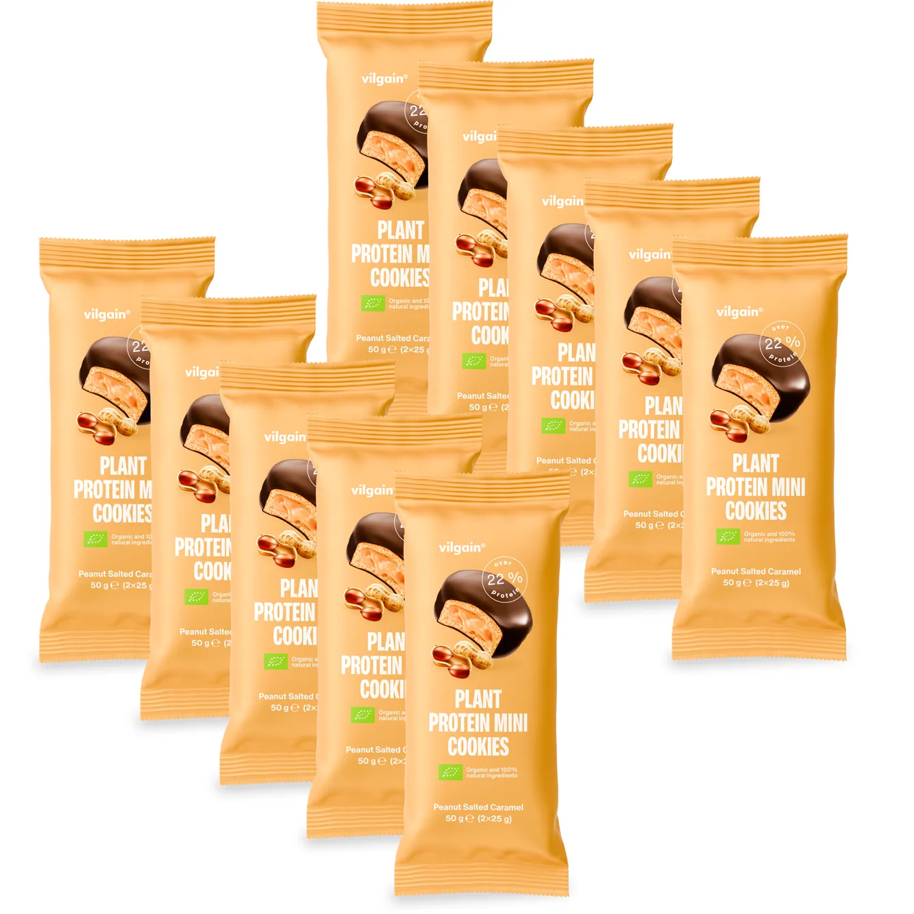 Vilgain Organic Plant Protein Mini Cookies 10x50g Peanutbutter