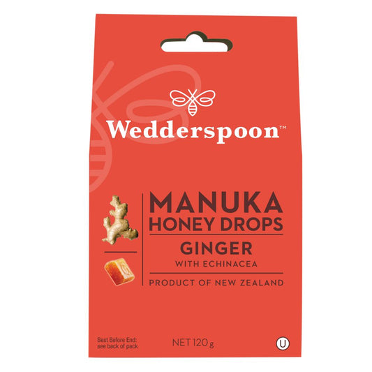 Wedderspoon_Manuka Honey Drops Ginger & Echinacea 120g