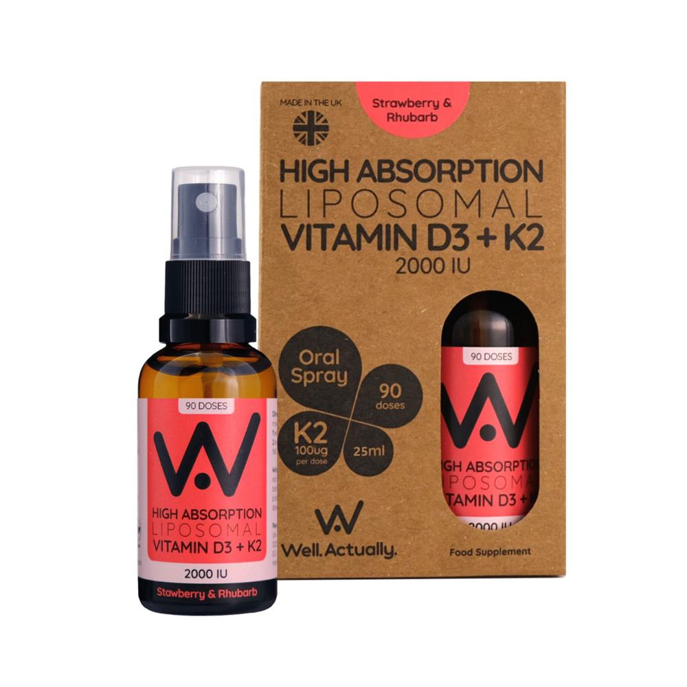 Well Actually_Vitamin D3 (2000IU's) + K2 (100mcg) - Liposomal Spray -Strawberry