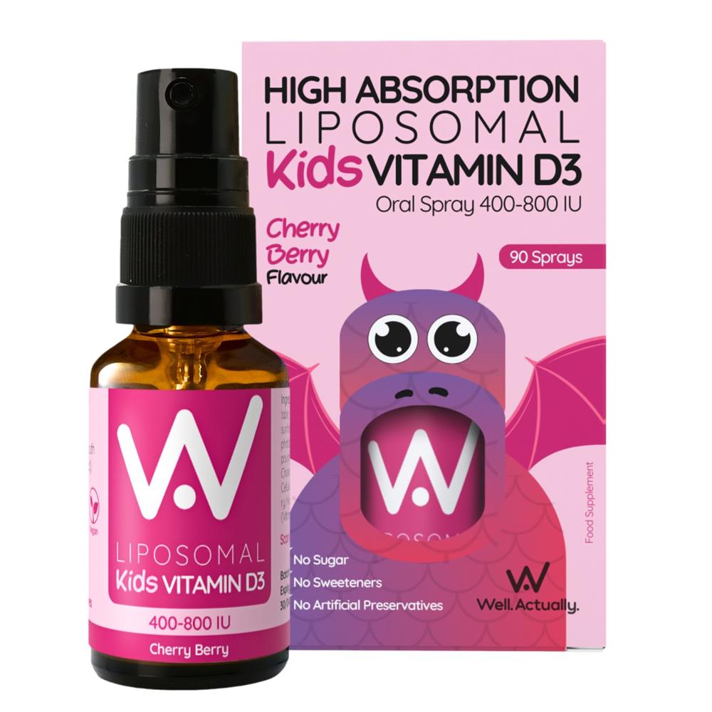 Well Actually_Children Liposomal Vit D Spray - Cherry Berry - 90 Sprays - 400IU