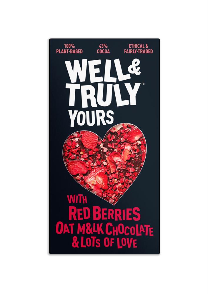 Well and Truly_Oat M&lk Chocolate with Red Berries & Lots of Love 90g