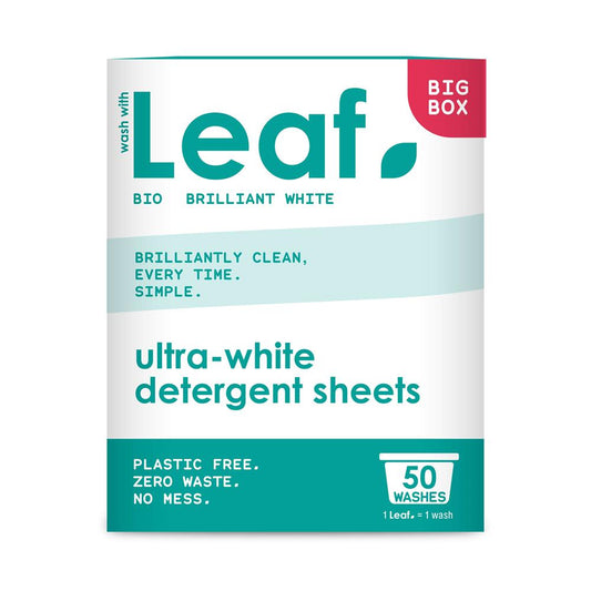 Wash With Leaf_Leaf Brilliant White Laundry Detergent Sheets 50 Pack.