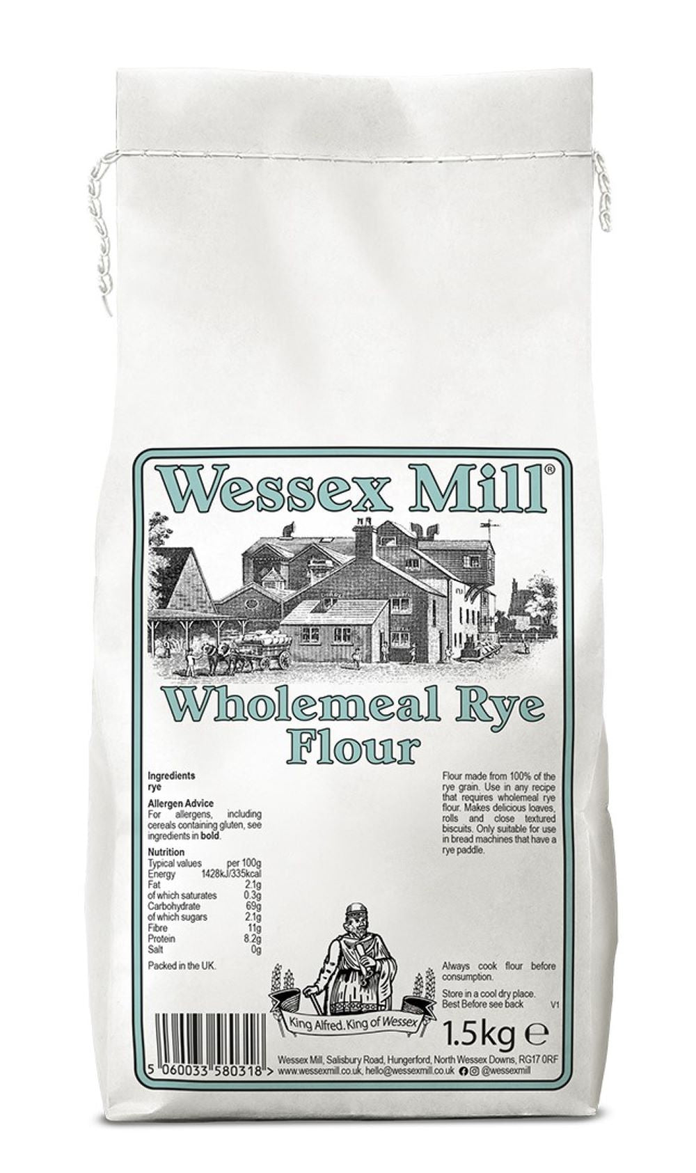 Wessex Mill_Wholemeal Rye Flour 1.5Kg-pack of 5