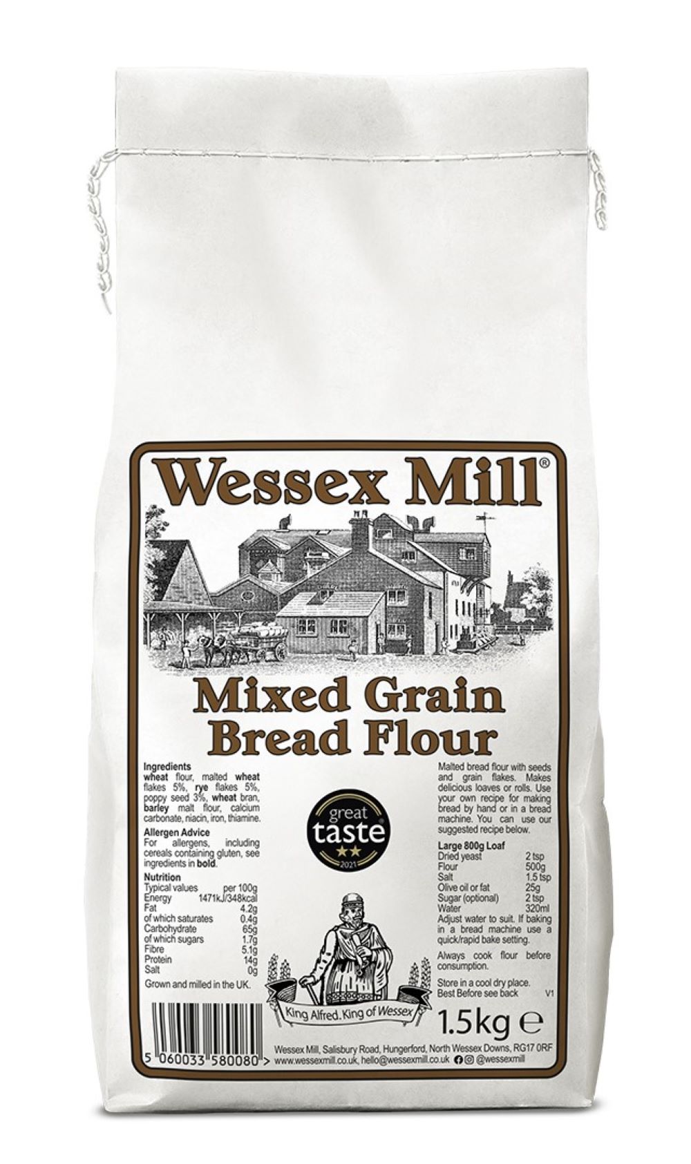 Wessex Mill_Malted Bread Flour With Seeds And Grain Flakes 1.5Kg-pack of 5