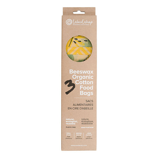 Wax Wrap_Beeswax Org Cotton Food Bags 3 Bags