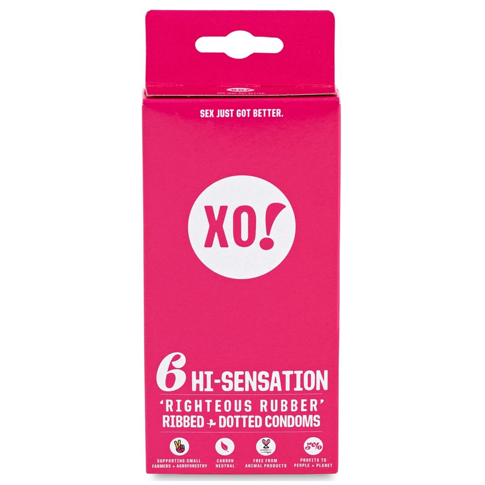 XO!_6 hi-sensation CO2-neutral vegan natural latex condoms