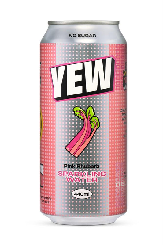 Yew_Pink Rhubarb Sparkling Water 440ml-Pack of 4