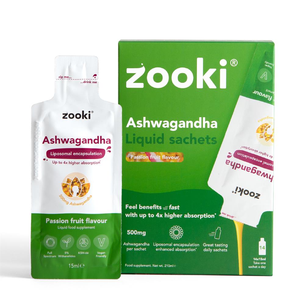 YourZooki_Zooki Liposomal Ashwagandha KSM-66 500mg 14 Liquid Sachets
