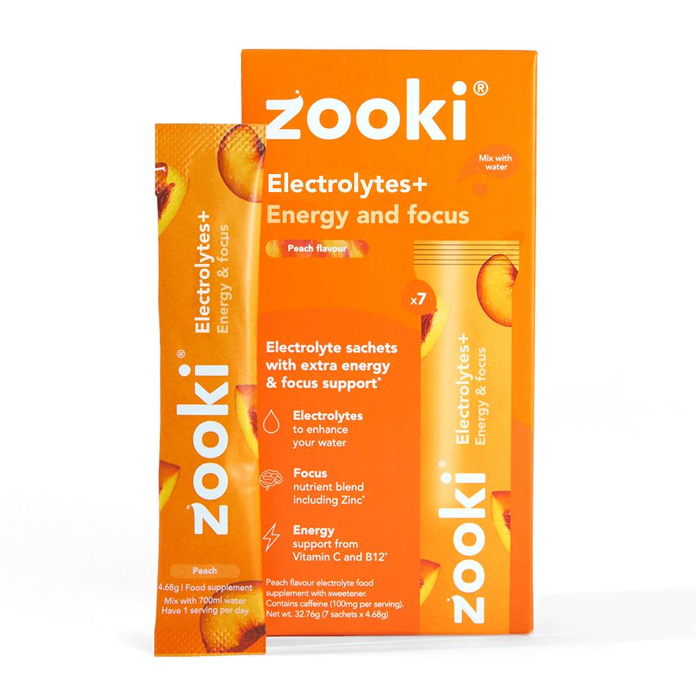 YourZooki_Zooki Electrolytes+ Energy & Focus Peach Flavour 7 Sachet