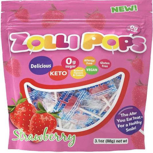 Zolli Pops_Sugar Free Strawberry Lollipop Pouch. 80g