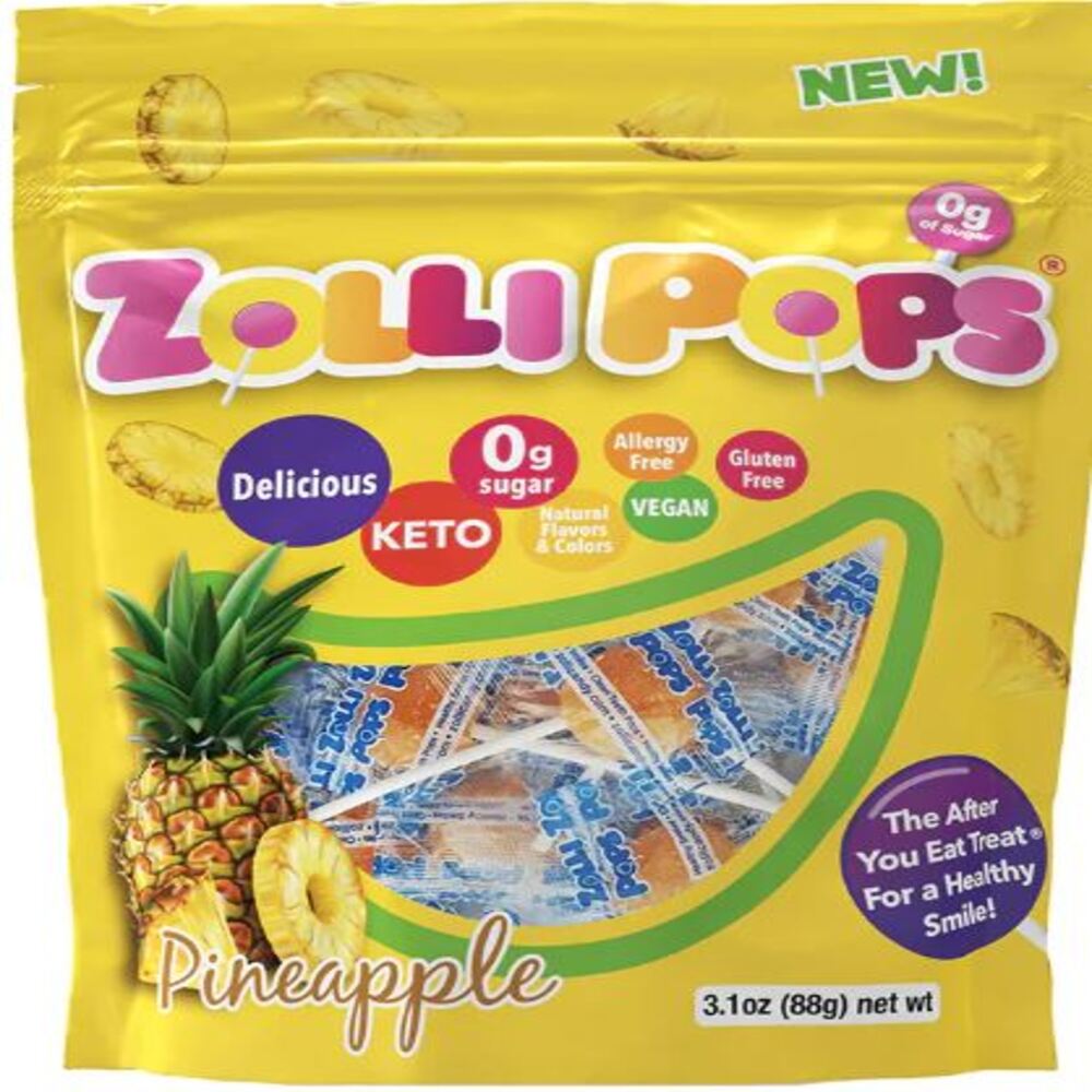Zolli Pops_Pineapple Sugar Free Lollipop Pouch 80g