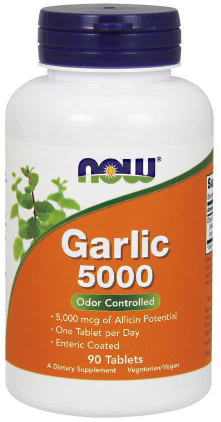 NOW Foods Garlic 5000 Odor Controlled - 90 tablets