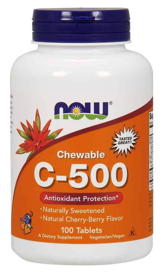 NOW Foods Vitamin C-500 Chewable Cherry-Berry - 100 tabs