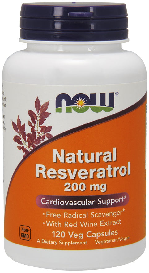 NOW Foods Natural Resveratrol with Red Wine Extract - 200mg - 120 vcaps