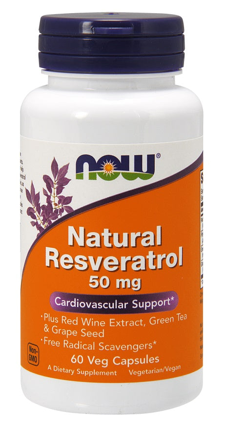 NOW Foods Natural Resveratrol with Red Wine Extract  - 50mg - 60 vcaps