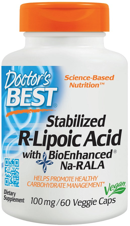 Doctor's Best Stabilized R-Lipoic Acid with BioEnhanced Na-RALA - 100mg - 180 vcaps