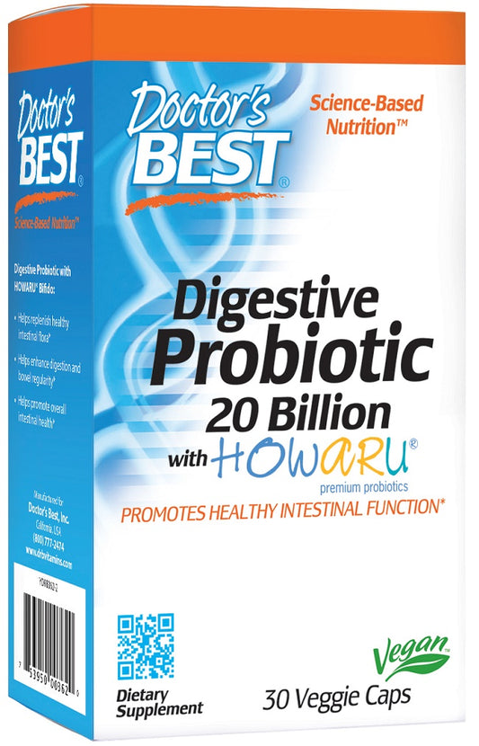 Doctor's Best Digestive Probiotic - 20 Billion CFU - 30 vcaps