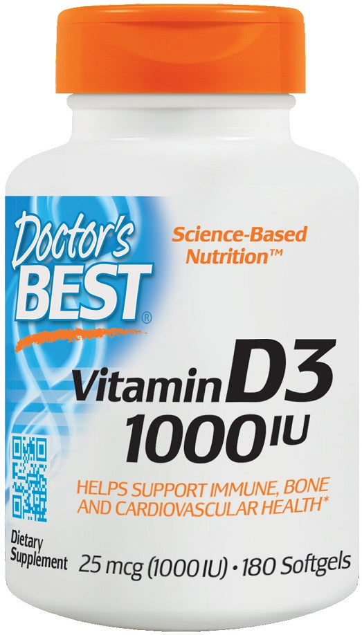 Doctor's Best Vitamin D3 - 1000 IU - 180 softgels