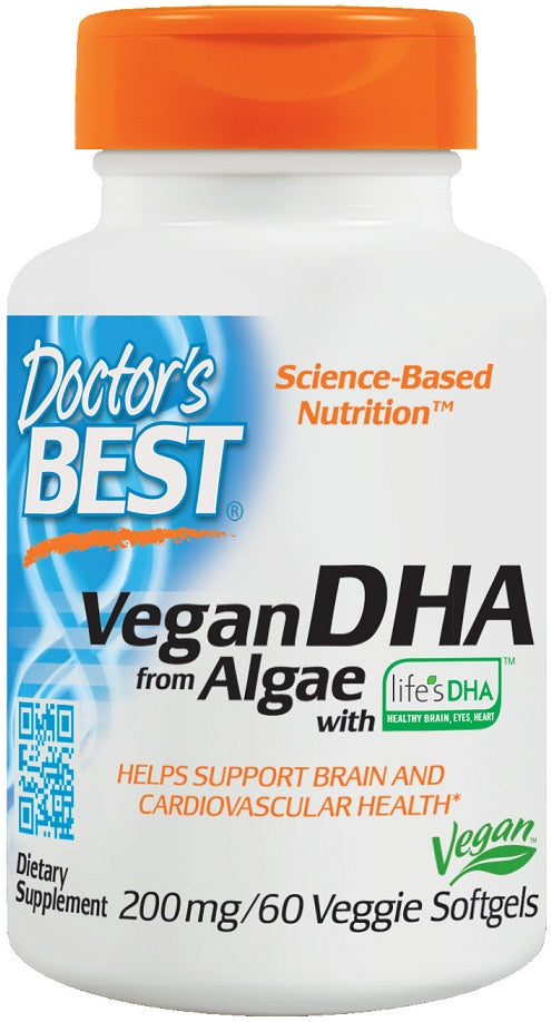 Doctor's Best Vegan DHA from Algae - 200mg - 60 veggie softgels
