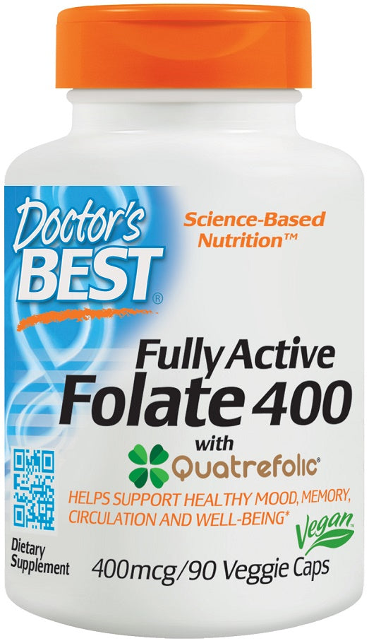 Doctor's Best Fully Active Folate 400 with Quatrefolic - 400mcg - 90 vcaps