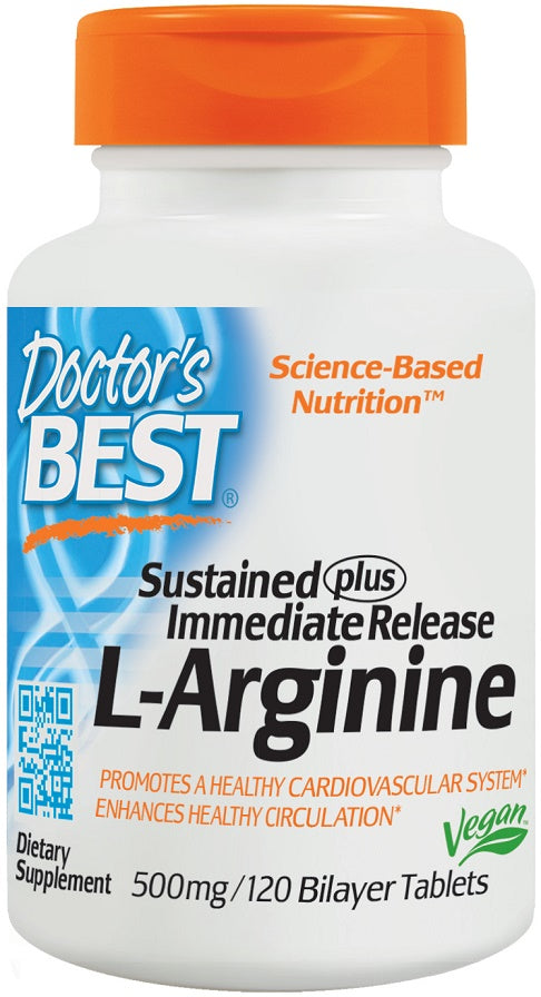 Doctor's Best L-Arginine Sustained + Immediate Release - 500mg - 120 tablets